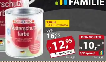 Sonderpreis Baumarkt DECOPRO Wetterschutzfarbe 750 ml Angebot