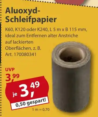 Sonderpreis Baumarkt Aluoxyd-Schleifpapier Angebot