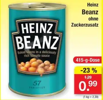 Zimmermann Heinz Beanz ohne Zuckerzusatz 415-g-Dose Angebot