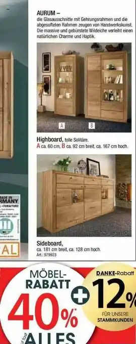 Zurbrüggen Highboard, Sideboard Angebot