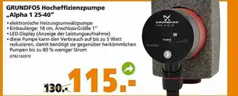 Globus Baumarkt Grundfos Hocheffizienzpumpe „alpha 1 25-40” Angebot