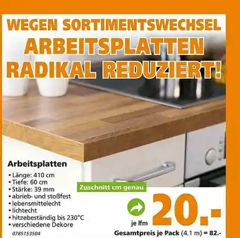 Globus Baumarkt Arbeitsplatten Angebot