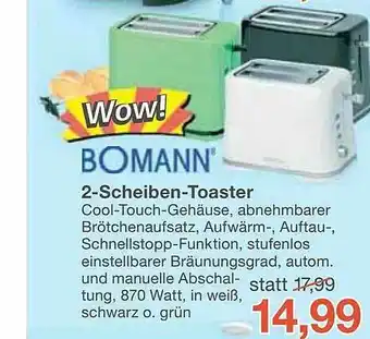 Jawoll Bomannn Scheiben-toaster Angebot