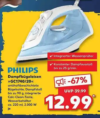 Kaufland Philips Dampfbügeleisen »gc1740 20« Angebot