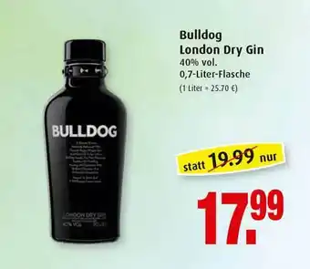 Markant Bulldog London Dry Gin 40% Vol Angebot