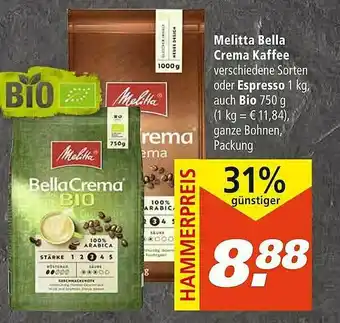 Marktkauf Melitta Bella Crema Kaffee Oder Espresso Auch Bio Angebot