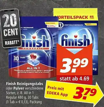 Marktkauf Finish Reinigungstabs Oder Pulver Angebot