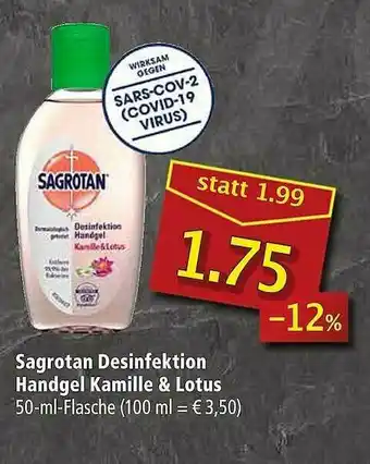 Marktkauf Sagrotan Desinfecktion Handgel Kamille & Lotus Angebot