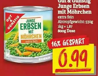 NP Discount Gut & Günstig Junge Erbsen Mit Möhrchen Angebot