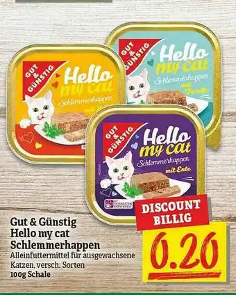 NP Discount Gut & Günstig Hello My Cat Schlemmerhappen Angebot