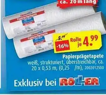 ROLLER Papierprägetapete Angebot