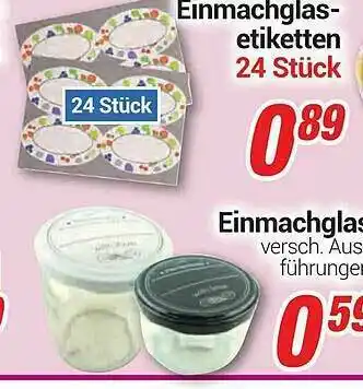 CENTERSHOP Einmachglas Etiketten Angebot