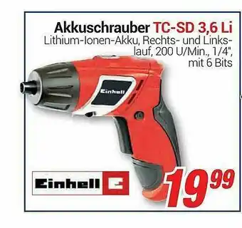 CENTERSHOP Akkuschrauber Tc-sd 3,6 Li Angebot