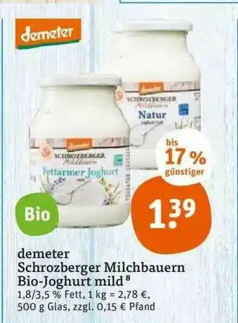 tegut Demeter Schrozberger Milchbauern Bio-joghurt Mild Angebot