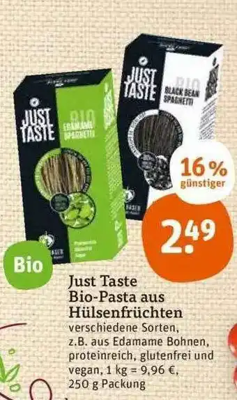 tegut Just Taste Bio-pasta Aus Hülsenfrüchten Angebot