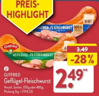 Aldi Nord Gutfried Geflügel-Fleischwurst 350 g oder 400 g Angebot