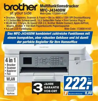 HEM Expert Brother Multifunktionsdrucker MFC-J4340DW Angebot