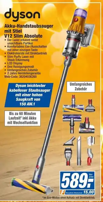 HEM Expert Dyson Akku Handstaubsauger mit Stiel V12 Slim Absolute Angebot