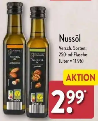 Aldi Nord GOURMET FINEST CUISINE Nussöl 250 ml Flasche Angebot