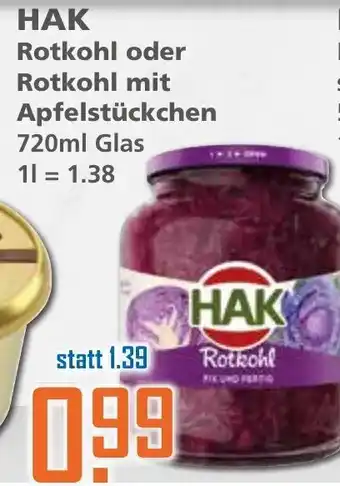 Klaas und Kock HAK Rotkohl oder Rotkohl mit Apfelstückchen 720ml Angebot