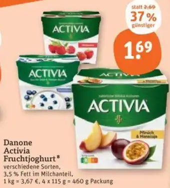 tegut Danone Activia Fruchtjoghurt 460 g Packung Angebot