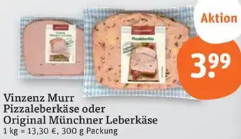 tegut Vinzenz Murr Pizzaleberkäse oder Original Münchner Leberkäse 300 g Packung Angebot