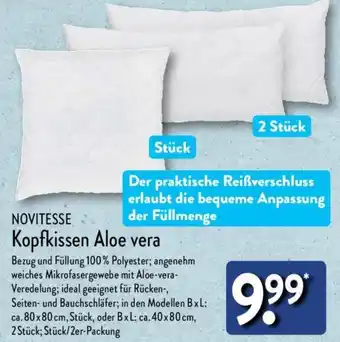 Aldi Nord NOVITESSE Kopfkissen Aloe vera Angebot