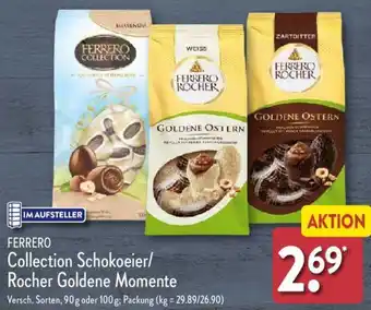 Aldi Nord FERRERO Collection Schokoeier/ Rocher Goldene Momente 90 g oder 100 g Angebot