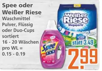 Klaas und Kock Spee oder Weißer Riese Waschmittel Pulver, Flüssig oder Duo Caps Angebot