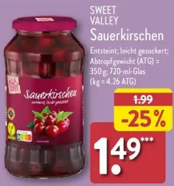 Aldi Nord SWEET VALLEY Sauerkirschen 720 ml Glas Angebot