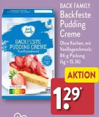 Aldi Nord BACK FAMILY Backfeste Pudding Creme 84 g Packung Angebot