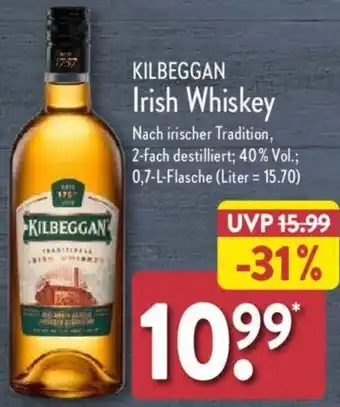 Aldi Nord KILBEGGAN Irish Whiskey 0,7 L Flasche Angebot