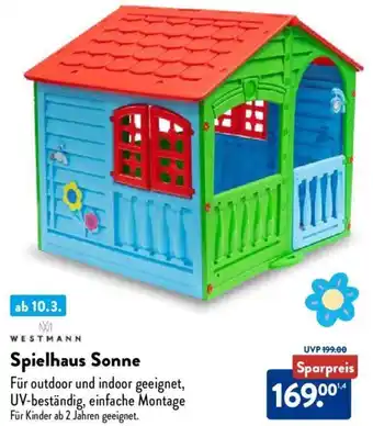 Aldi Nord WESTMANN Spielhaus Sonne Angebot