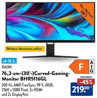 Aldi Nord XIAOMI 76,2 cm (30") Curved Gaming Monitor BHR5116GL Angebot