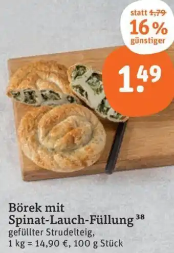 tegut Börek mit Spinat-Lauch-Füllung 100 g Angebot