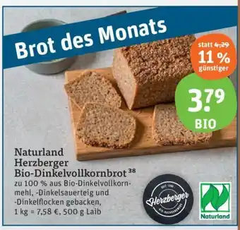 tegut Naturland Herzberger Bio-Dinkelvollkornbrot 500 g Laib Angebot