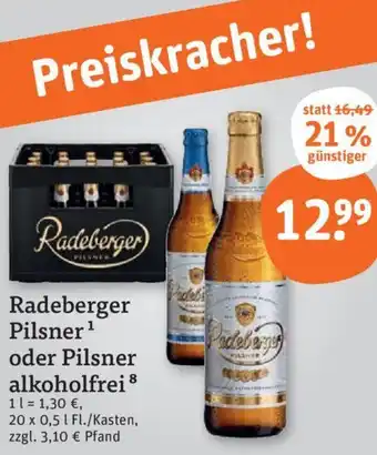 tegut Radeberger Pilsner oder Pilsner alkoholfrei 20x0,5 L Fl./ Kasten Angebot