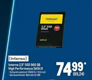 METRO Intenso interne 2,5“ ssd 960 gb high performance sata iii Angebot