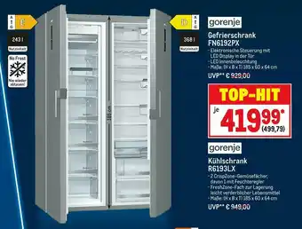 METRO Gorenje gefrierschrank fn6192px oder kühlschrank r6193lx Angebot