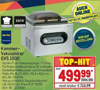 METRO Metro professional kammer-vakuumirer gvs 1000 Angebot