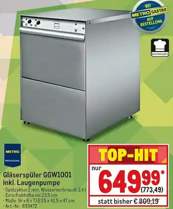 METRO Metro professional gläserspüler ggw1001 Angebot