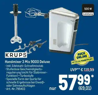 METRO Krups handmixer 3 mix 9000 deluxe Angebot