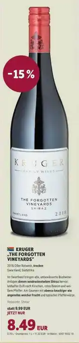 Vino Weinmarkt Kruger „the Forgotten Vineyards” Angebot