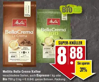 Edeka Neukauf Melitta Bella Crema Kaffee  auch Espresso 1kg oder Bio 750g Angebot