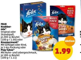 PENNY Felix Knabbermix 200g oder Knuspermenü  1kg oder Play Tubes 180g Angebot