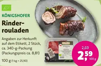 Denns BioMarkt KÖNIGSHOFER Rinderrouladen 100 g Angebot