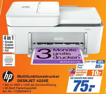 Expert Technomarkt hp Multifunktionsdrucker DESKJET 4220E Angebot