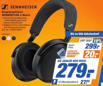 Expert Technomarkt SENNHEISER Bügelkopfhörer MOMENTUM 4 Black Angebot