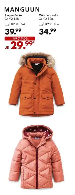 Galeria Manguun Jungen Parka oder Mädchen Jacke Angebot