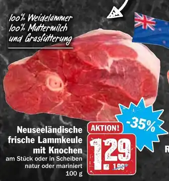 Hit Neuseeländische frische Lammkeule mit Knochen 100g Angebot